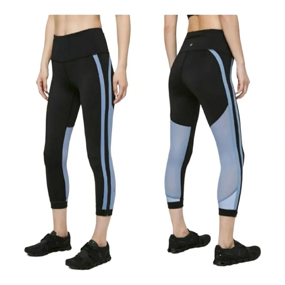 Lululemon Zip The Line Crop 23” Black / Utility Blue - Picture 1 of 10